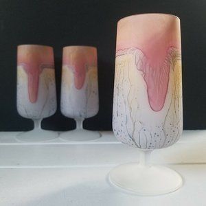 Hand Blown Painted Hebron Art Wine Drinking Glass, Holy Land Phoenician